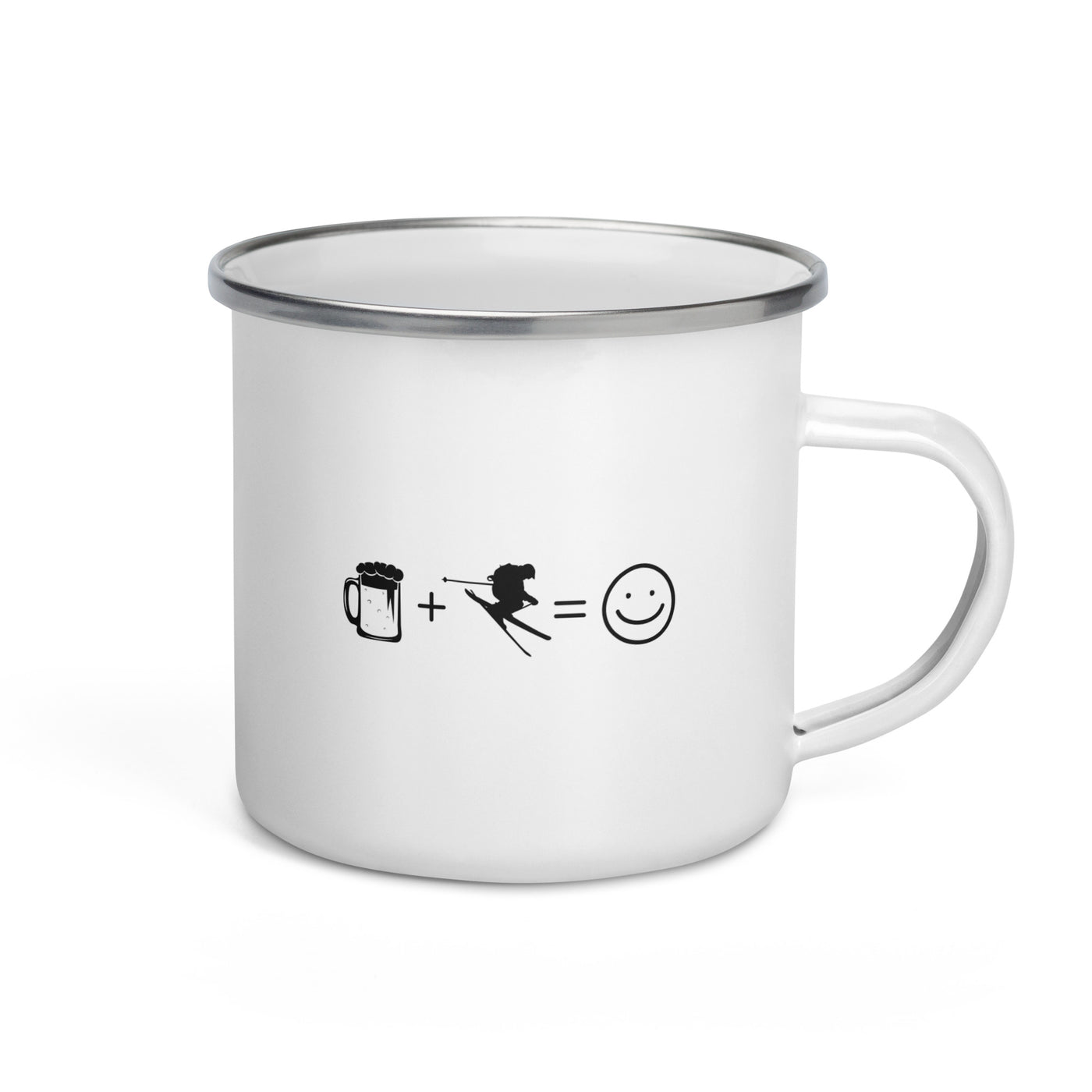 Beer Smile Face And Skiing - Emaille Tasse ski Default Title