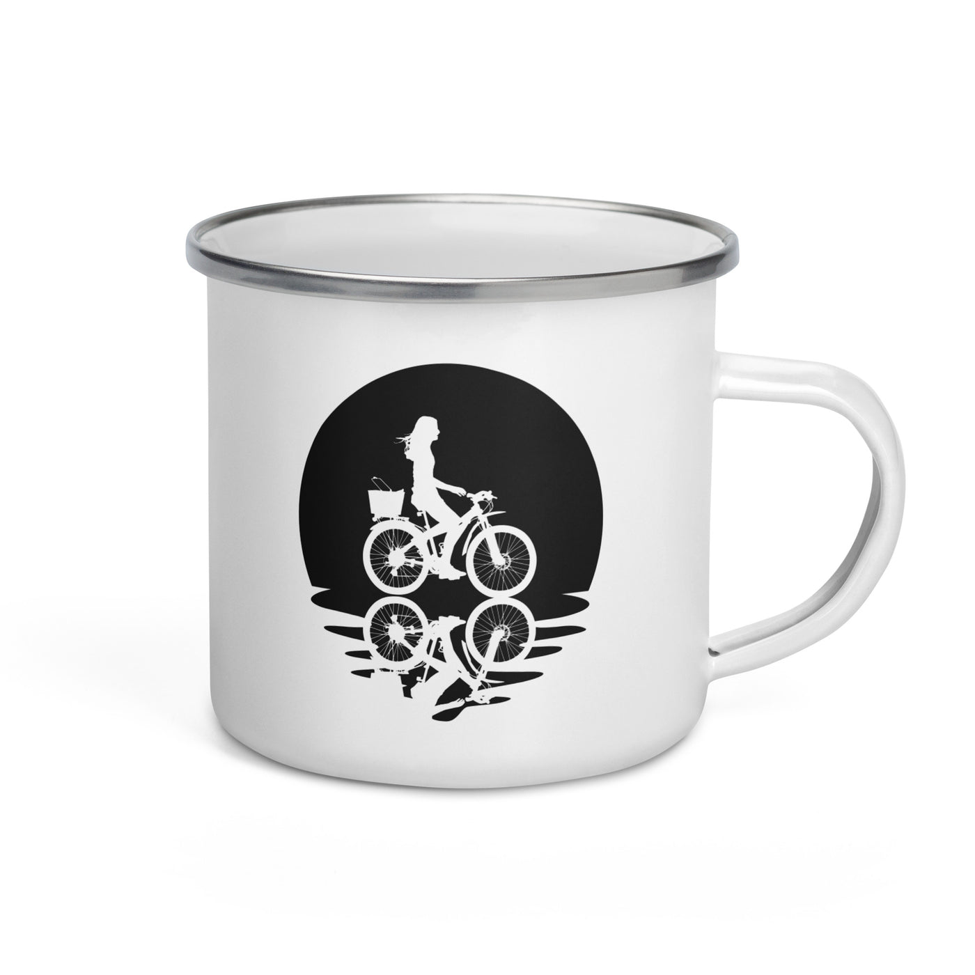 Circle And Reflection - Female Cycling - Emaille Tasse fahrrad Default Title
