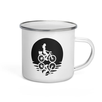 Circle And Reflection - Female Cycling - Emaille Tasse fahrrad Default Title