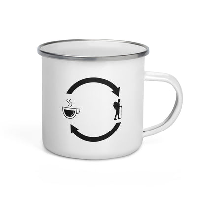 Coffee Loading Arrows And Hiking - Emaille Tasse wandern Default Title