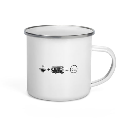 Coffee Smile Face And Camping - Emaille Tasse camping Default Title