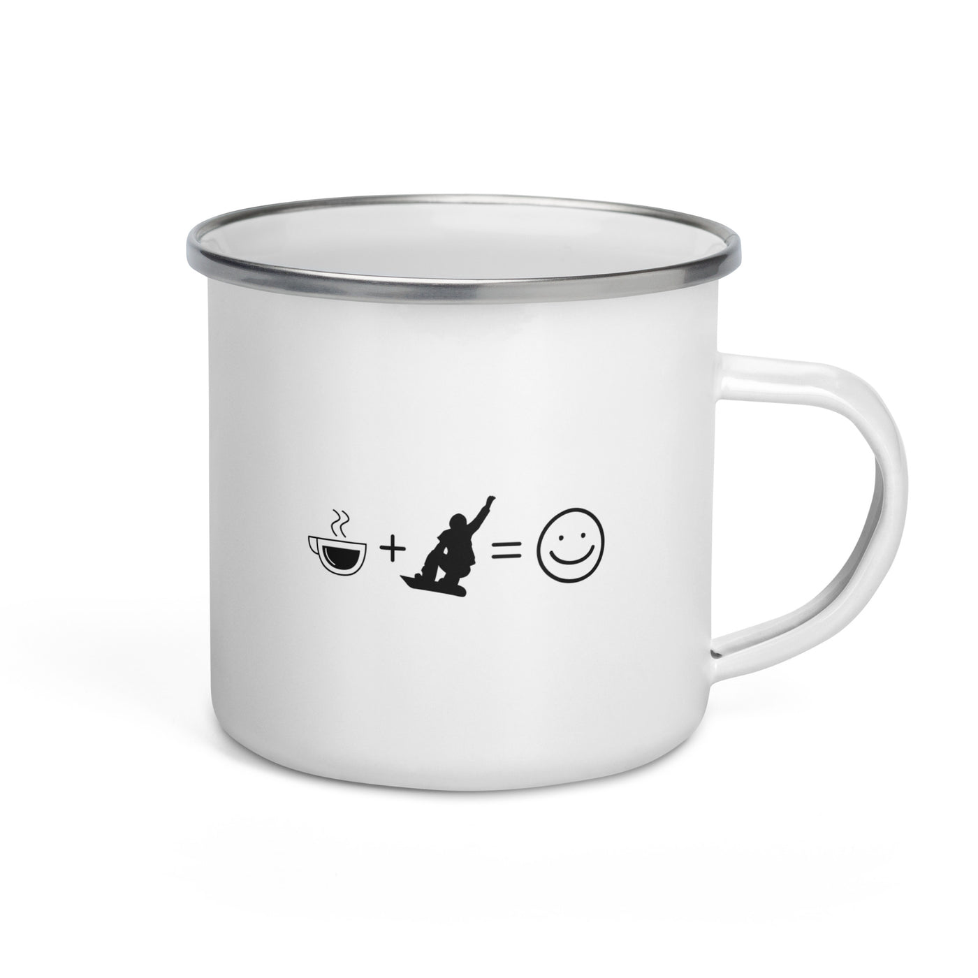 Coffee Smile Face And Snowboarding - Emaille Tasse snowboarden Default Title