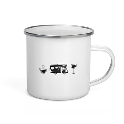 Coffee Wine And Camping - Emaille Tasse camping Default Title