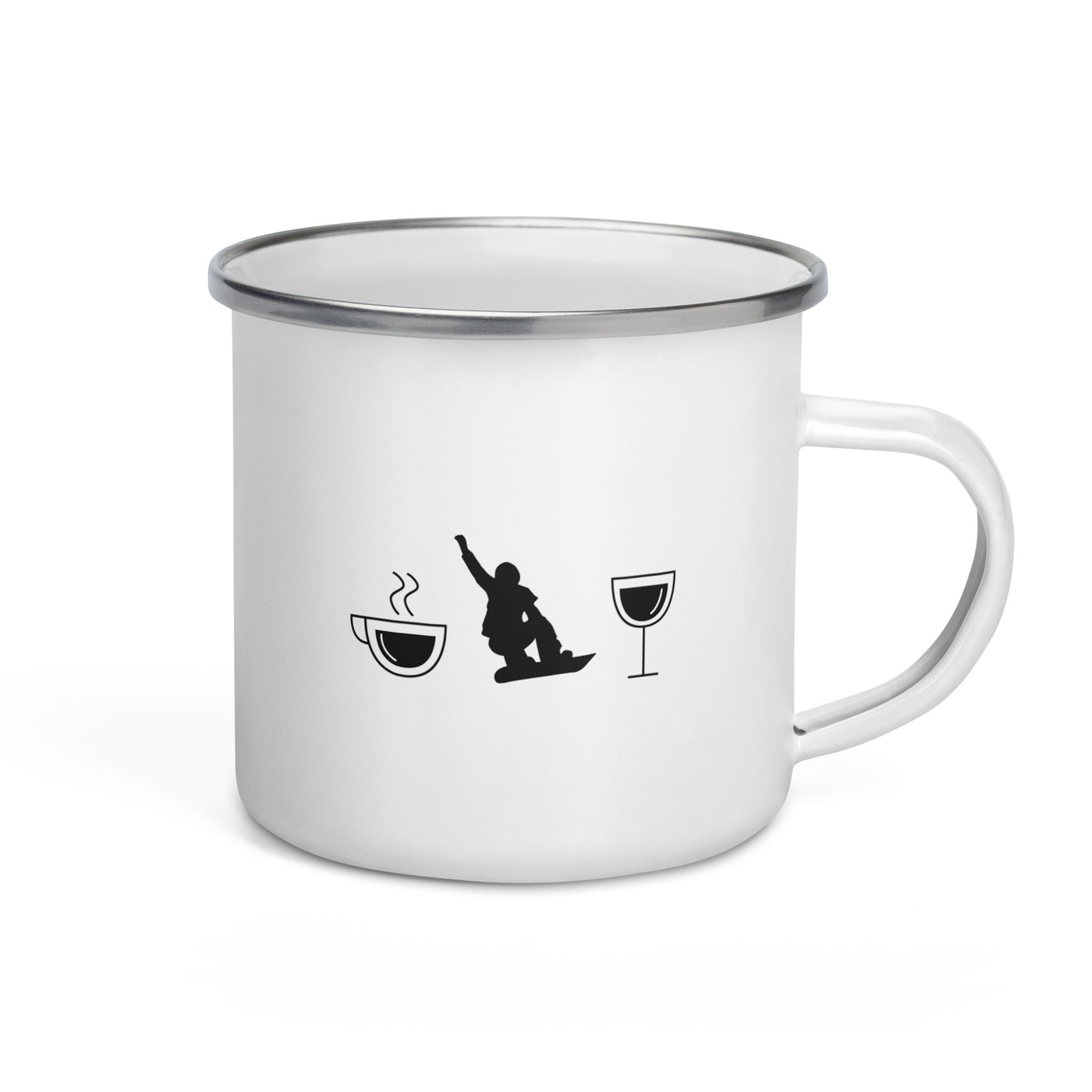 Coffee Wine And Snowboarding - Emaille Tasse snowboarden Default Title