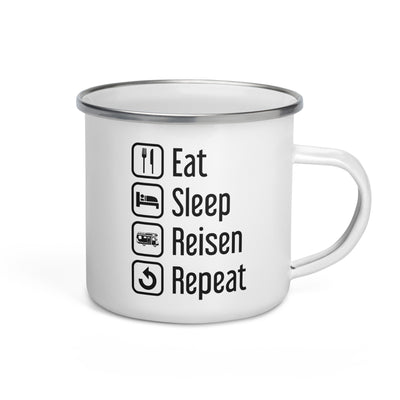 Eat Sleep Reisen Repeat - Emaille Tasse camping Default Title