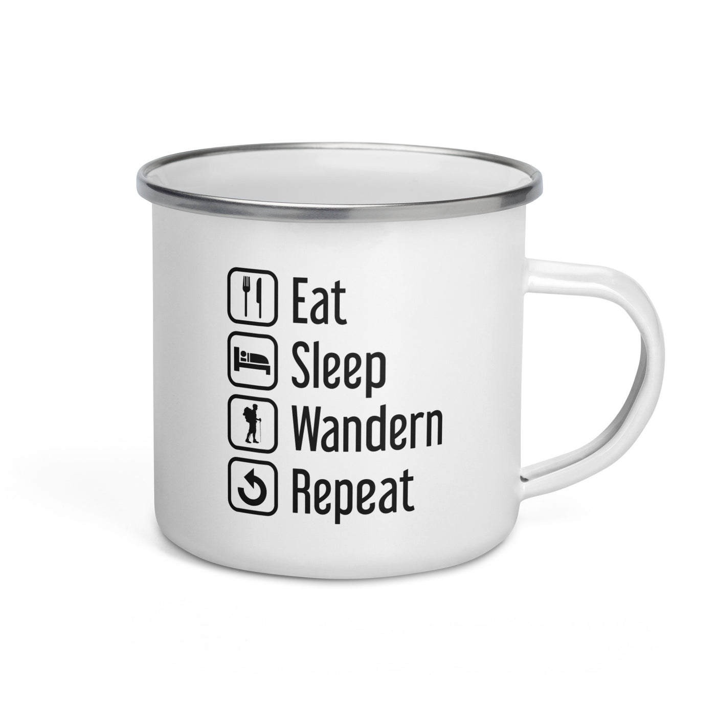 Eat Sleep Wandern Repeat - Emaille Tasse wandern Default Title