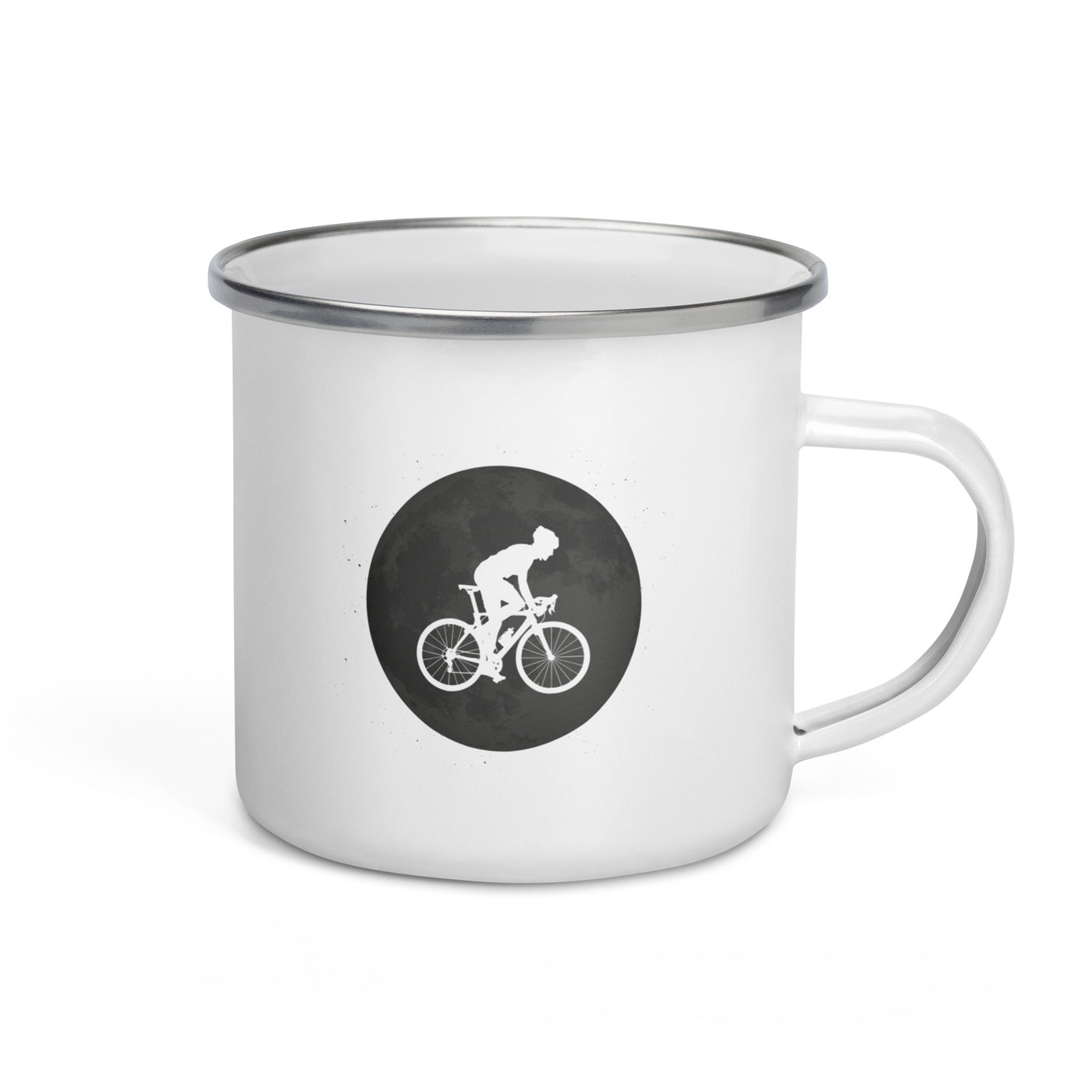 Full Moon - Man Cycling - Emaille Tasse fahrrad Default Title