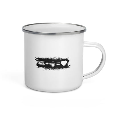 Grunge Rectangle - Heart - Coffee - Camping Van - Emaille Tasse camping Default Title