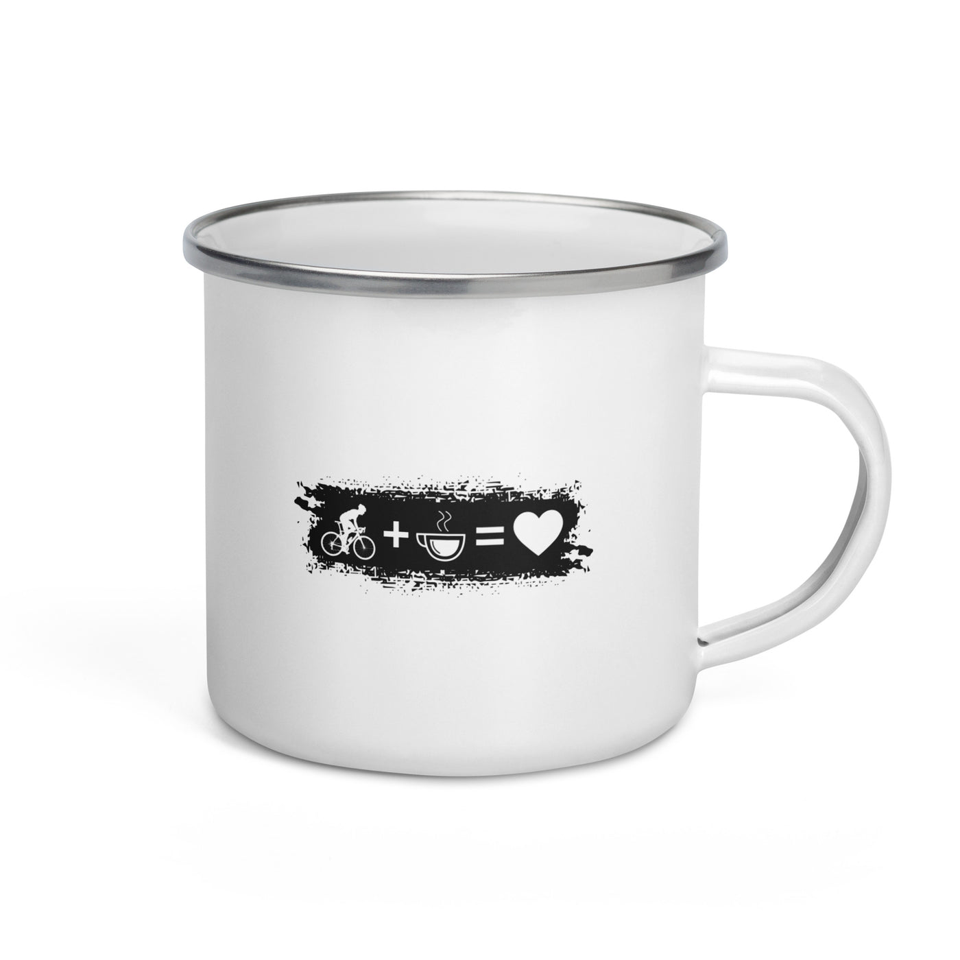 Grunge Rectangle - Heart - Coffee - Man Cycling - Emaille Tasse fahrrad Default Title