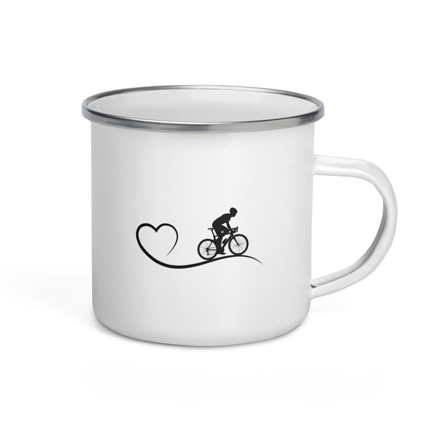 Heart 1 And Cycling - Emaille Tasse fahrrad Default Title