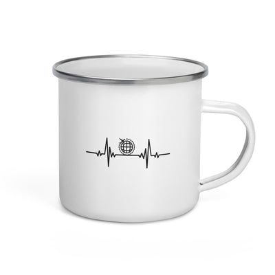 Heartbeat Airplane And Globe - Emaille Tasse camping Default Title