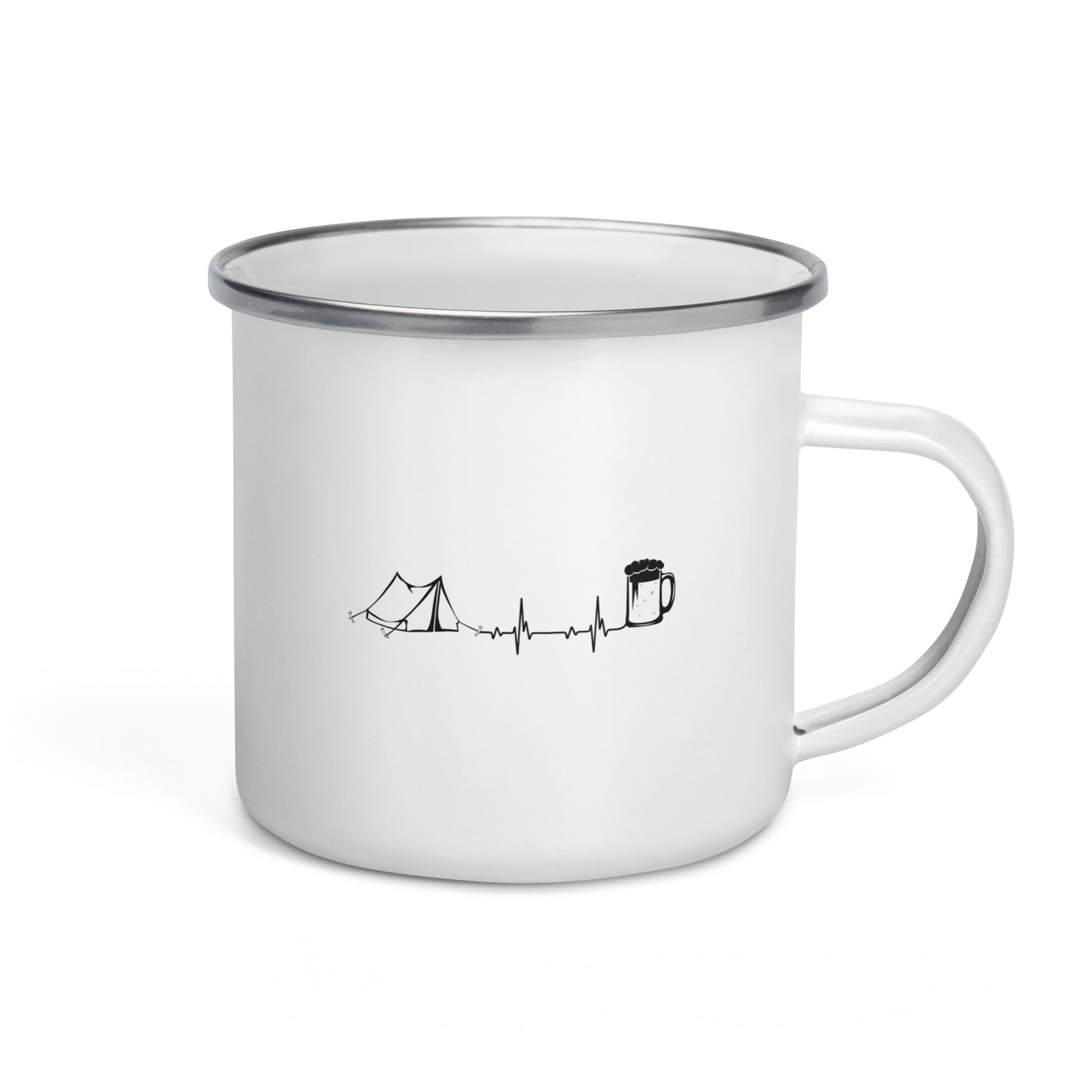 Heartbeat Beer And Camping - Emaille Tasse camping Default Title