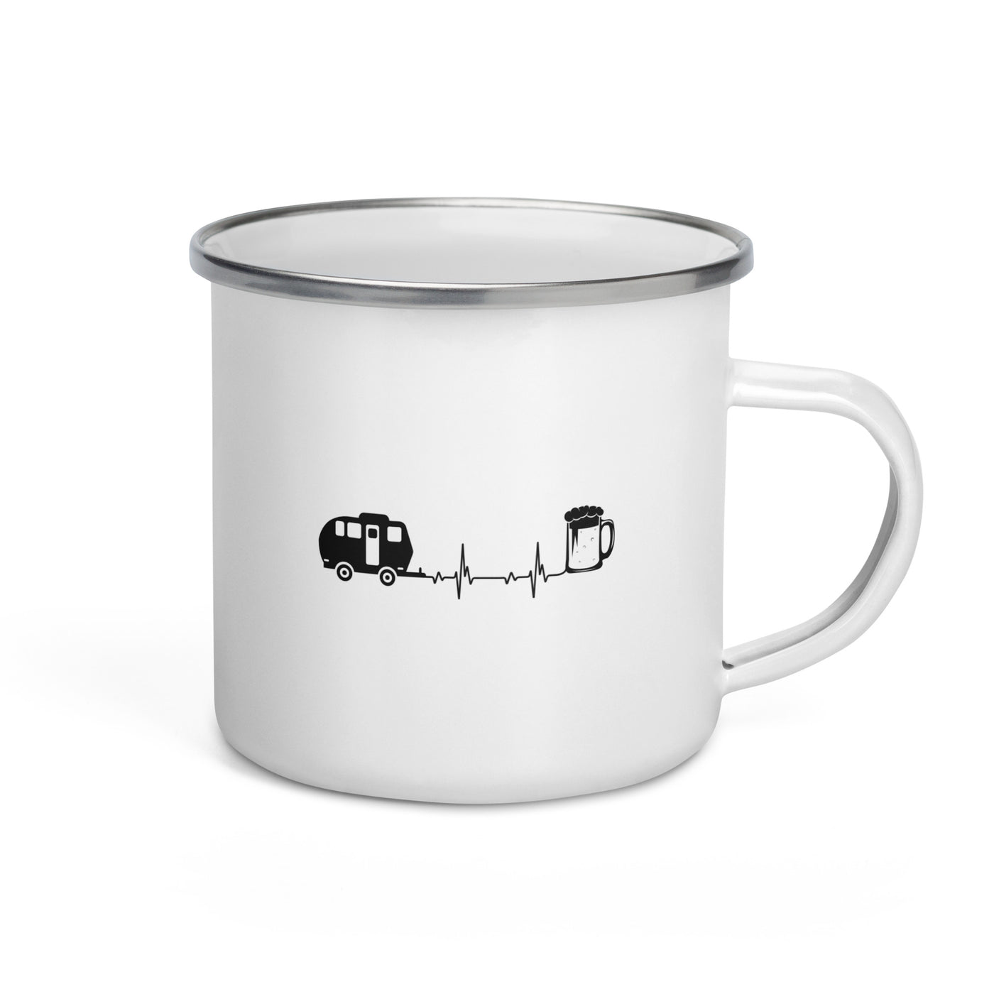Heartbeat Beer And Camping - Emaille Tasse camping Default Title