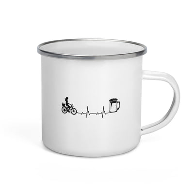 Heartbeat Beer And Cycling - Emaille Tasse fahrrad Default Title
