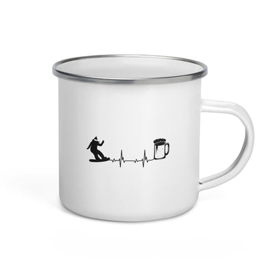 Heartbeat Beer And Snowboarding - Emaille Tasse snowboarden Default Title