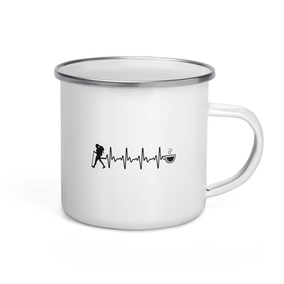 Heartbeat Coffee And Hiking - Emaille Tasse wandern Default Title