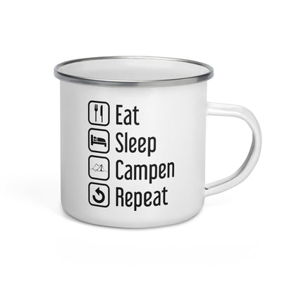 Eat Sleep Campen Repeat - Emaille Tasse camping Default Title