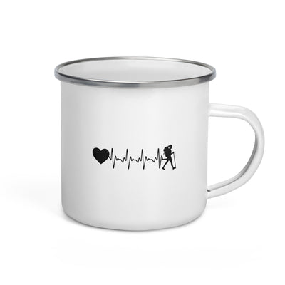 Heartbeat Heart And Hiking - Emaille Tasse wandern Default Title