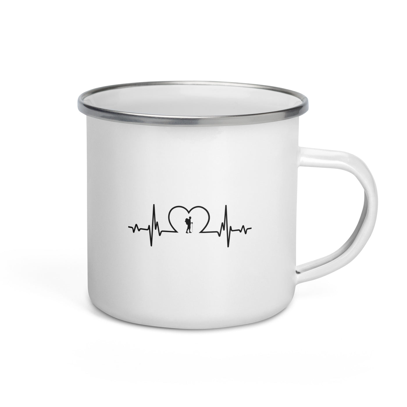 Heartbeat Heart And Hiking - Emaille Tasse wandern Default Title