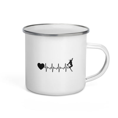 Heartbeat Heart And Skiing - Emaille Tasse ski Default Title