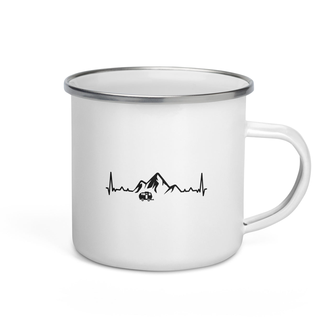 Heartbeat Mountain 1 And Camping - Emaille Tasse camping Default Title