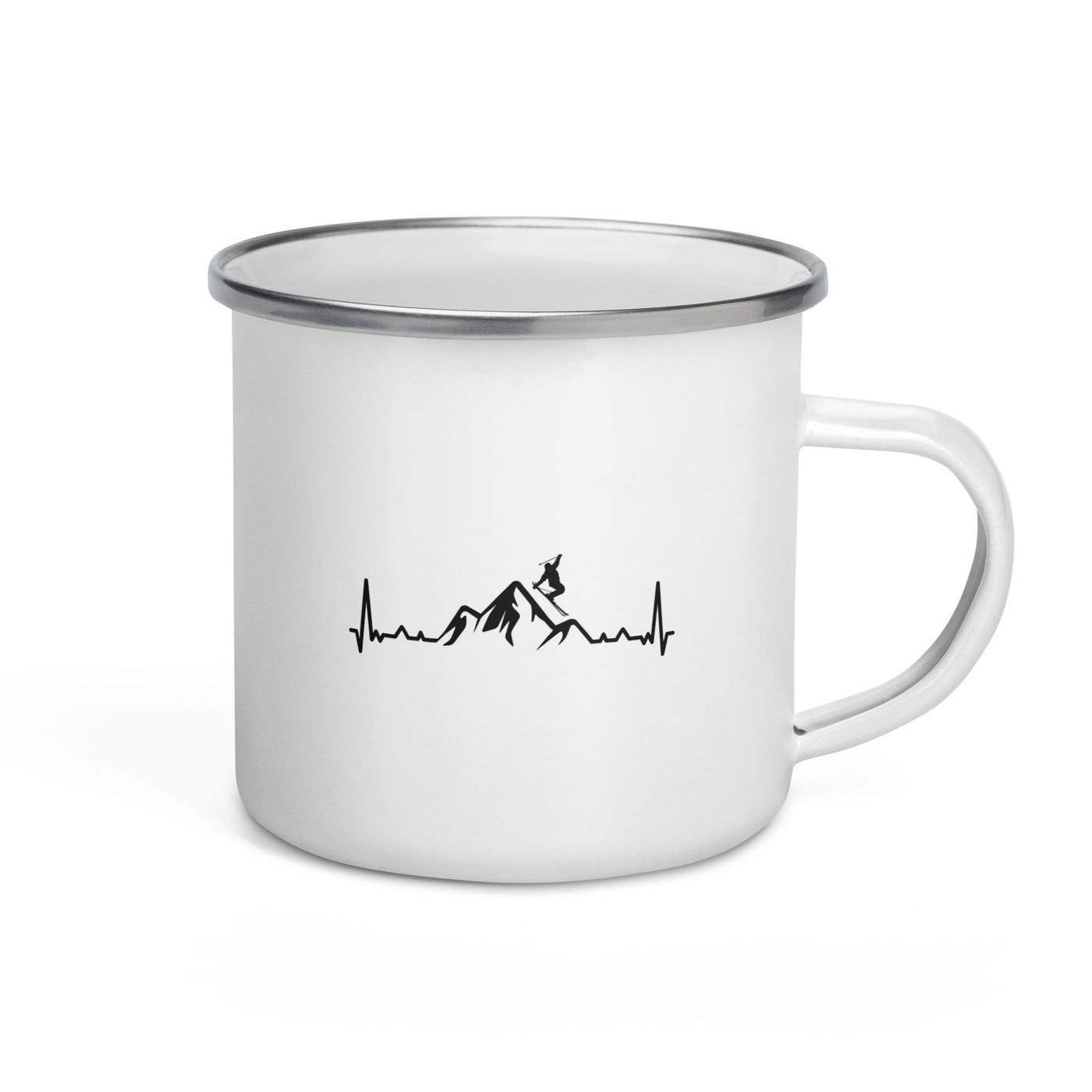 Heartbeat Mountain And Skiing - Emaille Tasse ski Default Title