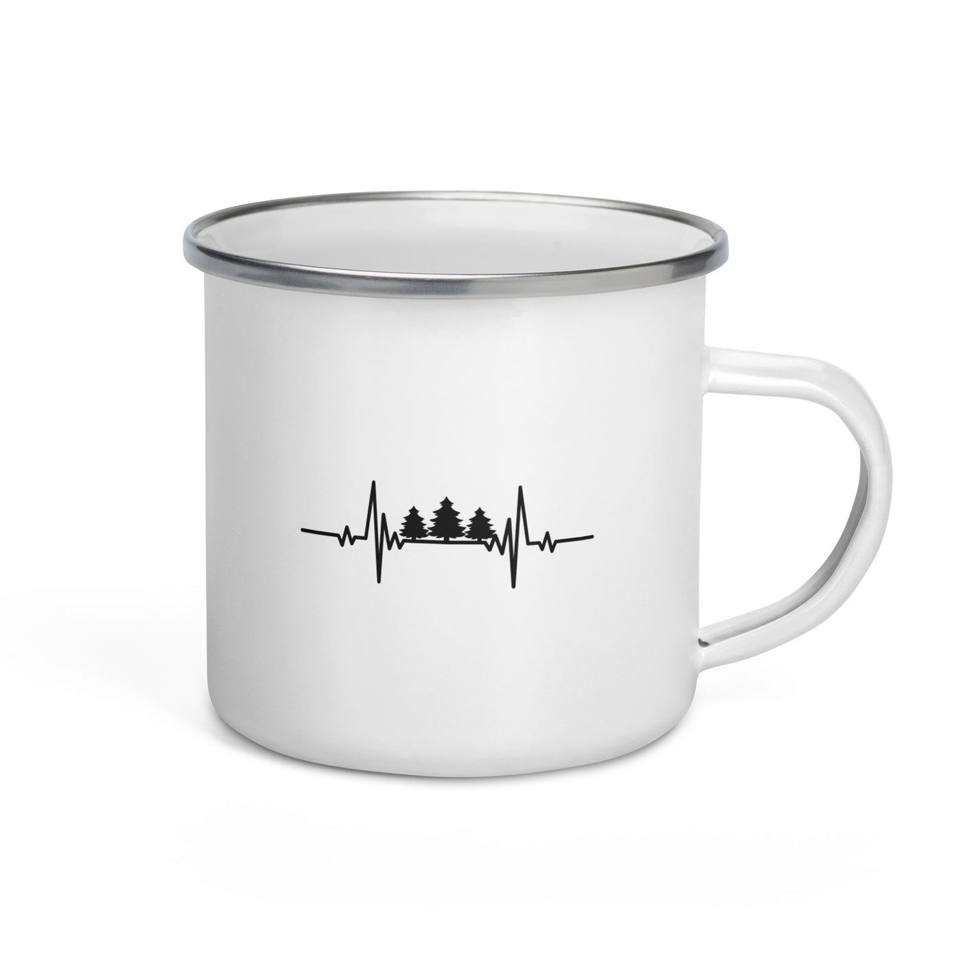 Heartbeat Three Pine Trees - Emaille Tasse camping Default Title