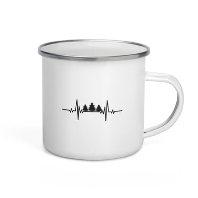 Heartbeat Three Pine Trees - Emaille Tasse camping Default Title