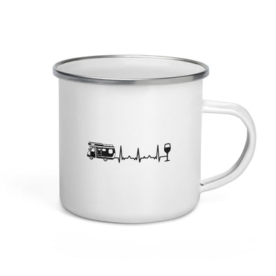 Heartbeat Wine And Camping - Emaille Tasse camping Default Title