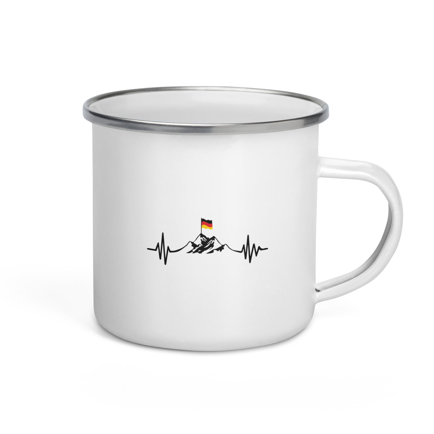 Herzschlag Berge Und Deutschland Flagge - Emaille Tasse berge wandern Default Title