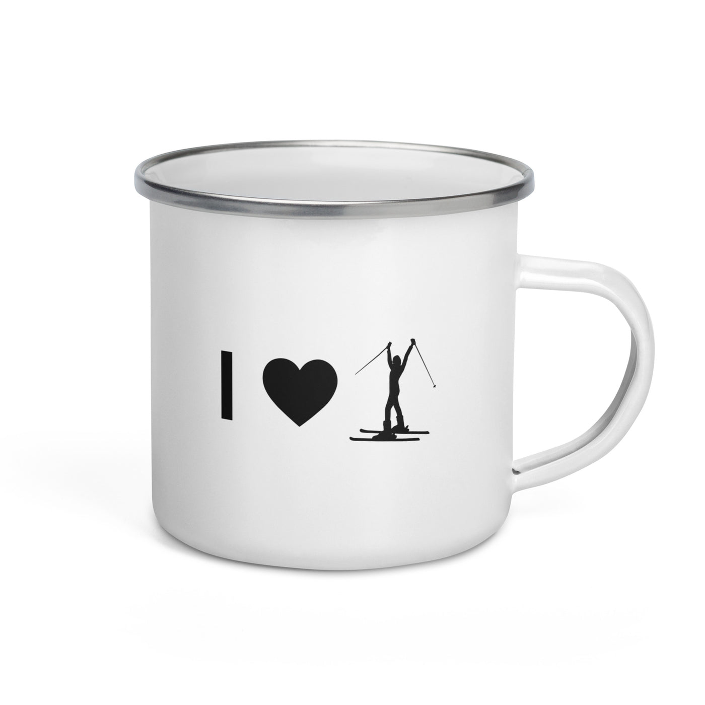 I Heart And Female Skiing - Emaille Tasse ski Default Title