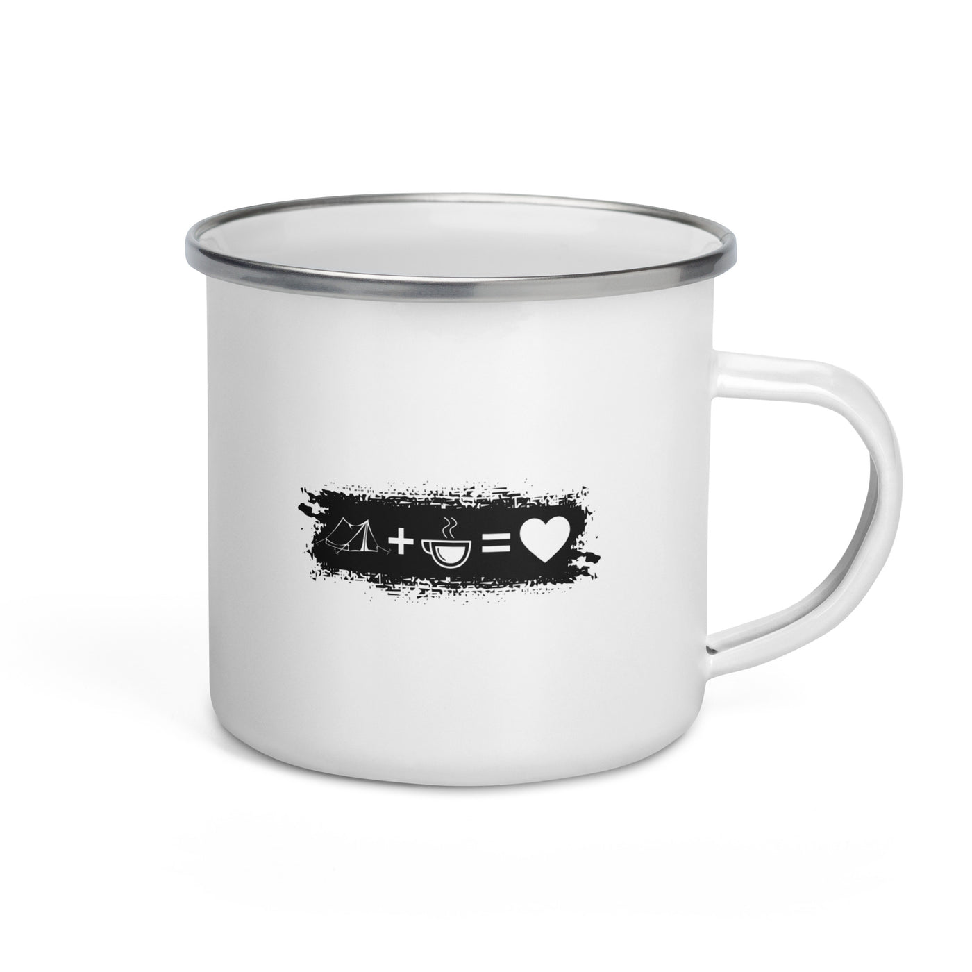 Grunge Rectangle - Heart - Coffee - Camping Tent - Emaille Tasse camping Default Title
