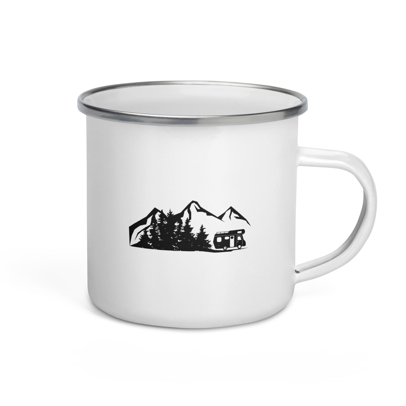 Mountain - Trees - Camping Van - Emaille Tasse camping Default Title