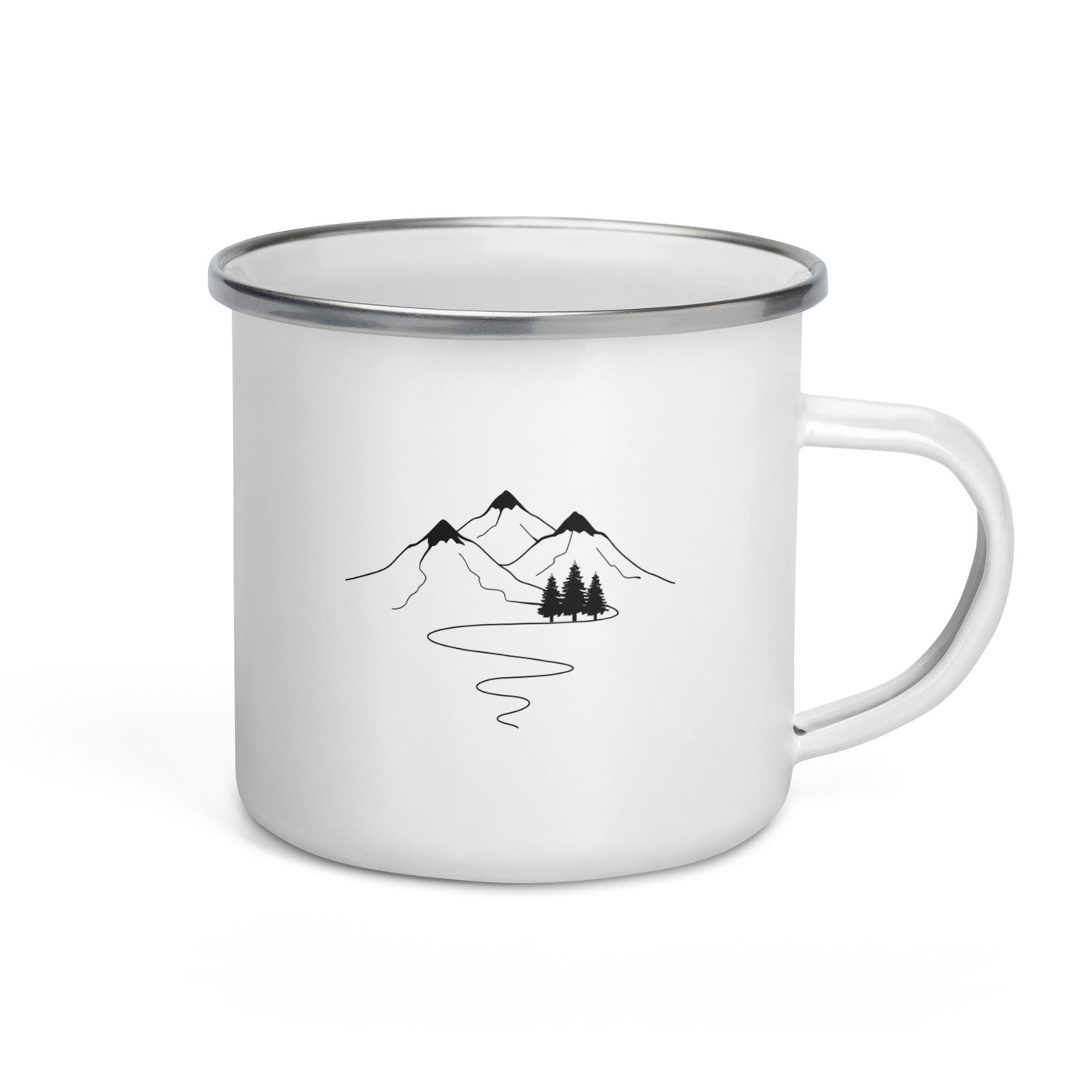 Mountain Trail Curves And Trees - Emaille Tasse camping Default Title