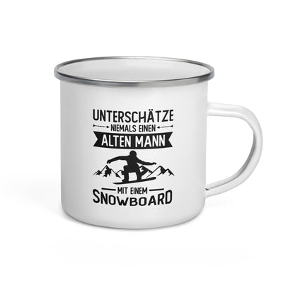 Unterschätze Niemals Einen Alter Mann Mit Einem Snowboard - Emaille Tasse snowboarden Default Title