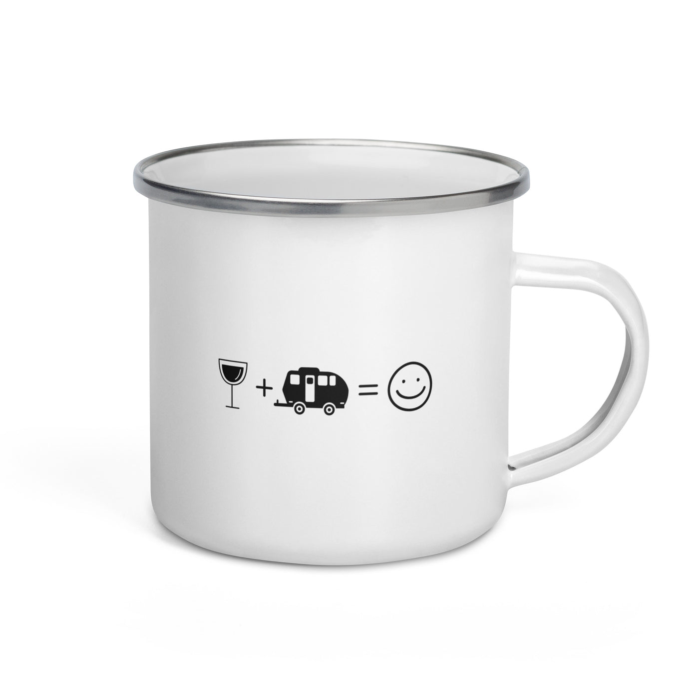 Wine Smile Face And Camping 2 - Emaille Tasse camping Default Title