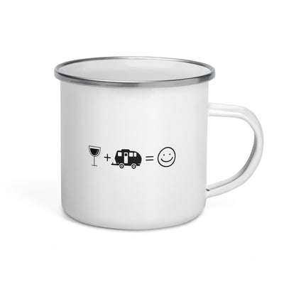 Wine Smile Face And Camping 2 - Emaille Tasse camping Default Title