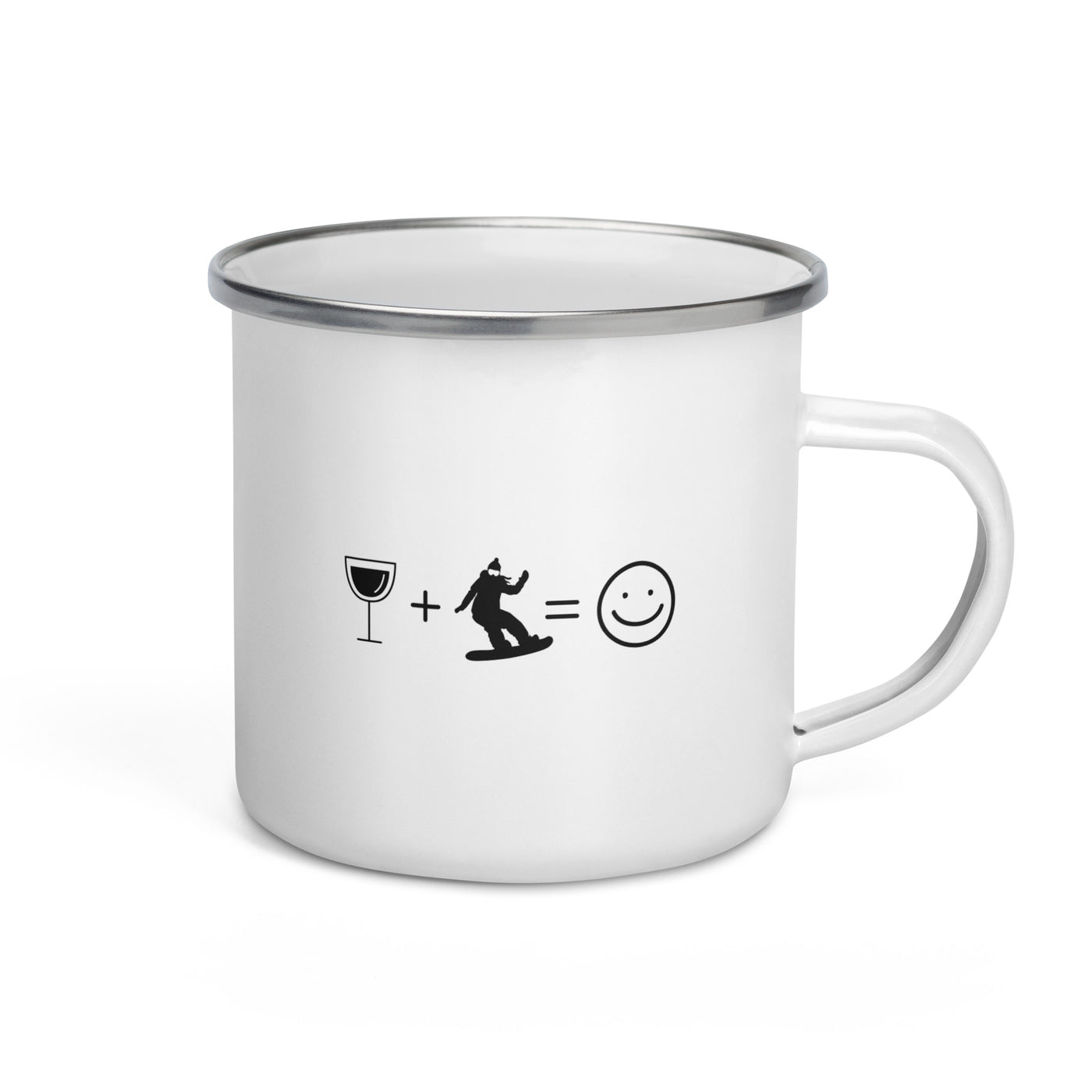 Wine Smile Face And Snowboarding 1 - Emaille Tasse snowboarden Default Title