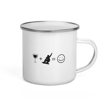 Wine Smile Face And Snowboarding - Emaille Tasse snowboarden Default Title