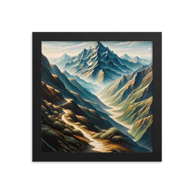 Berglandschaft: Acrylgemälde mit hervorgehobenem Pfad - Premium Poster mit Rahmen berge xxx yyy zzz 25.4 x 25.4 cm
