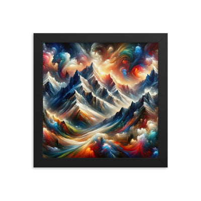 Expressionistische Alpen, Berge: Gemälde mit Farbexplosion - Premium Poster mit Rahmen berge xxx yyy zzz 25.4 x 25.4 cm