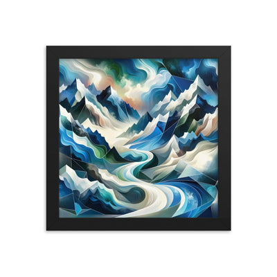 Abstrakte Kunst der Alpen, die geometrische Formen verbindet, um Berggipfel, Täler und Flüsse im Schnee darzustellen. . - Enhanced Matte berge xxx yyy zzz 25.4 x 25.4 cm