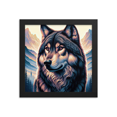 Majestätischer, glänzender Wolf in leuchtender Illustration (AN) - Premium Poster mit Rahmen xxx yyy zzz 25.4 x 25.4 cm