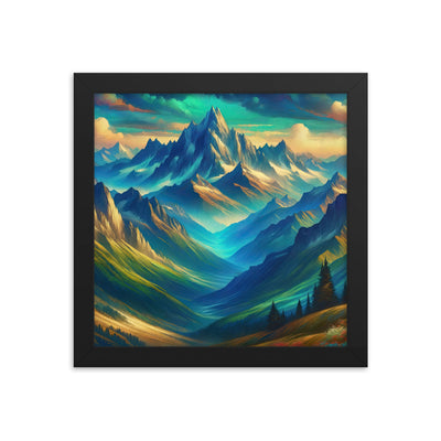 Atemberaubende alpine Komposition mit majestätischen Gipfeln und Tälern - Premium Poster mit Rahmen berge xxx yyy zzz 25.4 x 25.4 cm