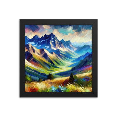 Impressionistische Alpen, lebendige Farbtupfer und Lichteffekte - Premium Poster mit Rahmen berge xxx yyy zzz 25.4 x 25.4 cm