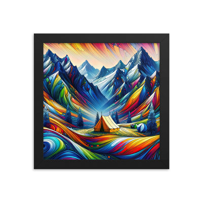 Surreale Alpen in abstrakten Farben, dynamische Formen der Landschaft - Premium Poster mit Rahmen camping xxx yyy zzz 25.4 x 25.4 cm