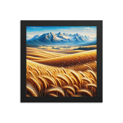 Ölgemälde eines weiten bayerischen Weizenfeldes, golden im Wind (TR) - Premium Poster mit Rahmen xxx yyy zzz 25.4 x 25.4 cm