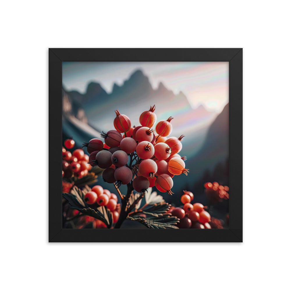Foto einer Gruppe von Alpenbeeren mit kräftigen Farben und detaillierten Texturen - Premium Poster mit Rahmen berge xxx yyy zzz 25.4 x 25.4 cm
