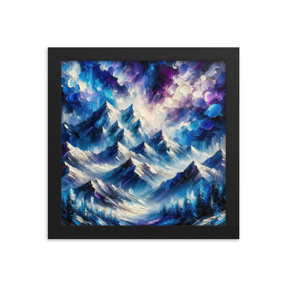 Alpenabstraktion mit dramatischem Himmel in Öl - Premium Poster mit Rahmen berge xxx yyy zzz 25.4 x 25.4 cm