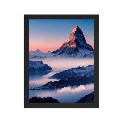Matternhorn - Nebel - Berglandschaft - Malerei - Premium Poster mit Rahmen berge xxx 27.9 x 35.6 cm